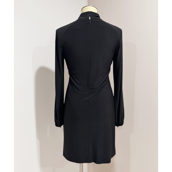 WHBM Women's Black Keyhole Mock Neck Long Sleeve Midi Dress Size 2 - Picture 2 of 8